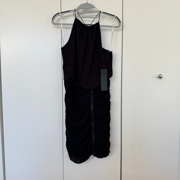 Brand New Halston Heritage Black Halter Dress with Ruched Skirt - Picture 1 of 8